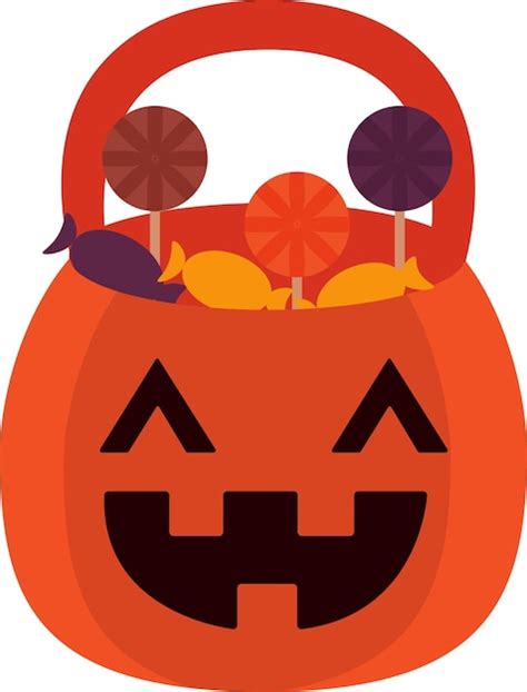 Calabaza Sonriente Con Dulces De Halloween Vector Premium