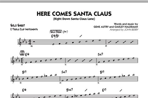 Here Comes Santa Claus Right Down Santa Claus Lane C Solo Sheet By