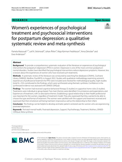 Pdf Womens Experiences Of Psychological Treatment And Psychosocial