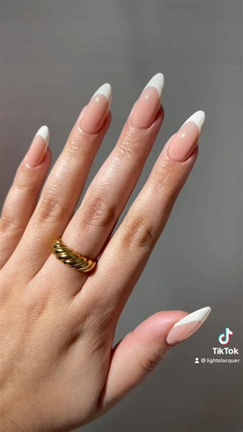 Try This Nail Hack To Create French Tips On Almond Nails Lightslacquer Nude Nails Nail Art