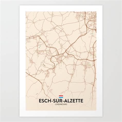 Esch-Sur-Alzette, Luxembourg - Vintage City Map Art Print by IMR ...