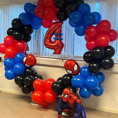 96pcs 3D Spiderman Balloon Garland Arch Kit Red Blue Latex Ballons