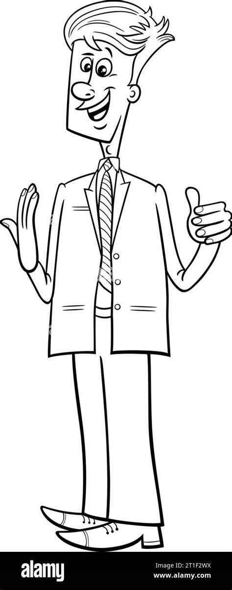 Cartoon Illustration Of Happy Businessman Character Giving A Speech