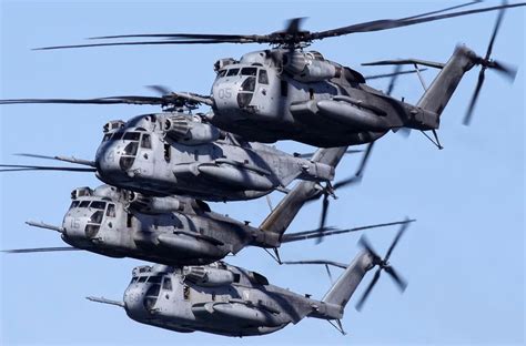 Four USMC CH 53E Super Stallions In Formation At NAS North Island