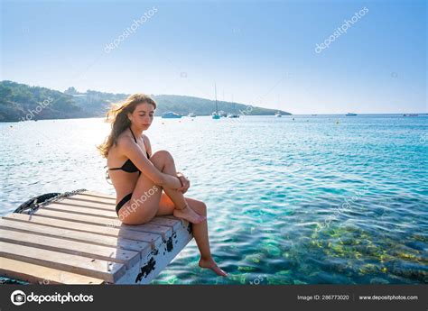 Ibiza Bikini Girl Relaxed At Portinatx Beach Stock Photo Lunamarina