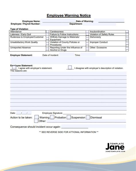 Printable Employee Warning Notice Form