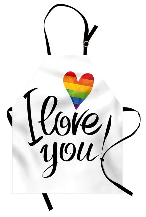 Pride Apron I Love You Letters With Polygonal Effect Rainbow Color Heart Gay Lesbian Couples
