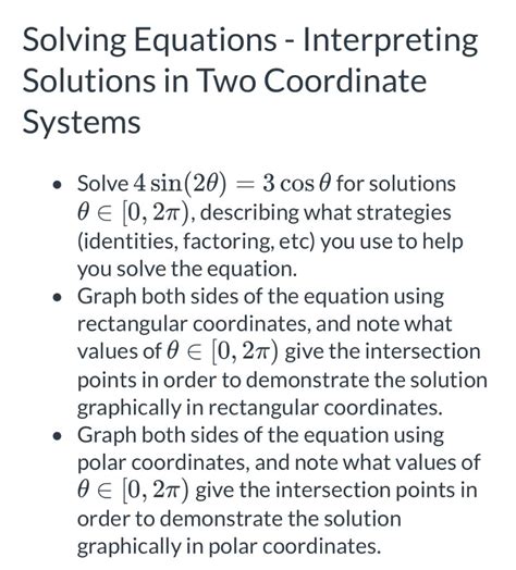 Solved Solving Equations Interpreting Solutions In Two