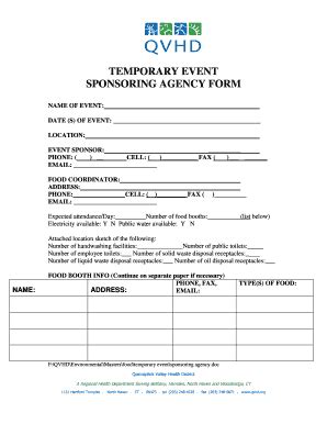 Fillable Online Qvhd Temporary Event Sponsoring Agency Form Qvhd Fax