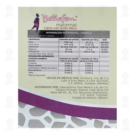 Bellafem Maternal Caja Con Frasco Con Tabletas Meses Sin Off