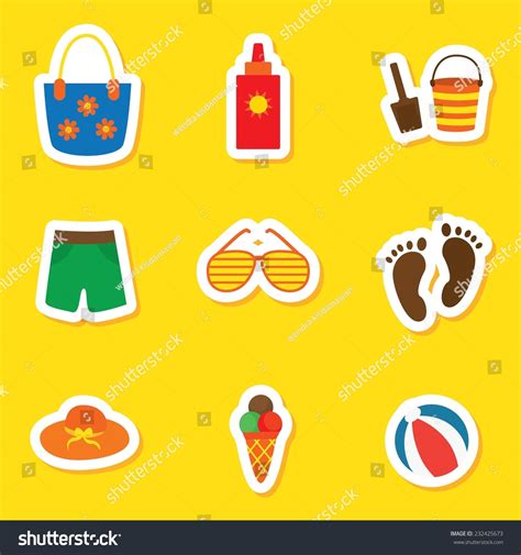 Beach Icons Set Stock Vector Royalty Free 232425673 Shutterstock