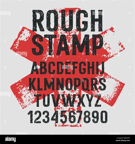 Rough Stamp Typeface Grunge Textured Font Vector Handmade Alphabet