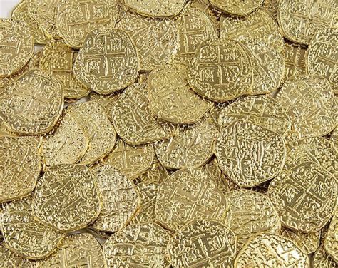 10 Pirate Gold Doubloons Treasure Coins Etsy Uk