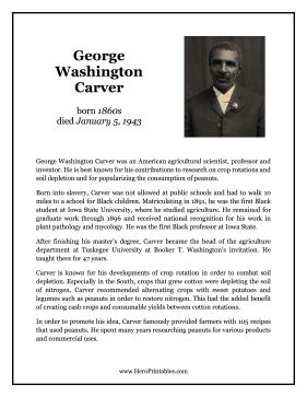 George Washington Carver Biography Printables