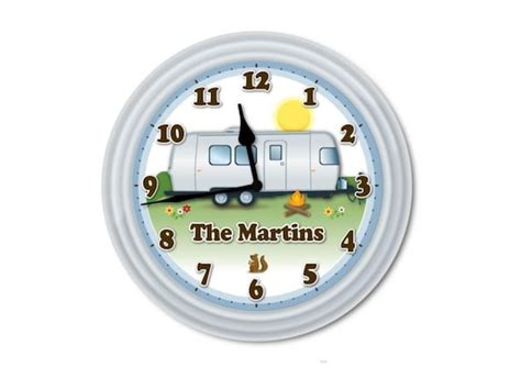 Camper Personalized Wall Clock Airstream Trailer Rv Camping Etsy