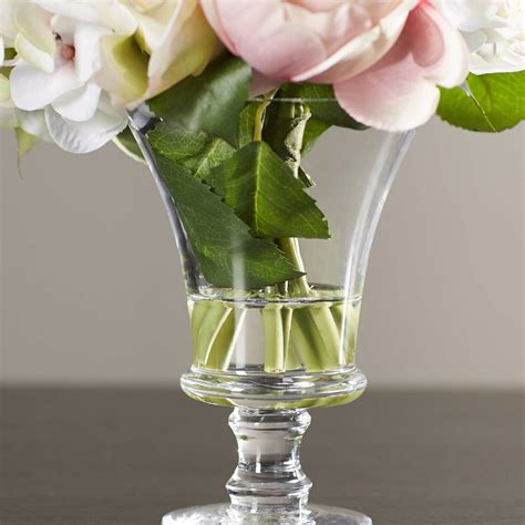 One Allium Way Faux Rose And Hydrangea Bouquet In Pedestal Glass Vase