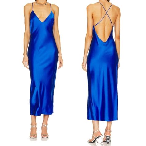 Ser O Ya Dresses Nwt Seroya Rowan Silk Maxi Dress Royal Blue Open