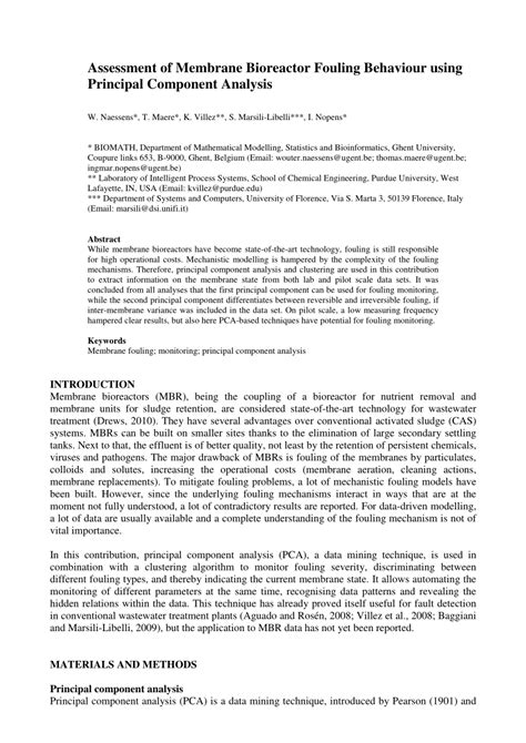 (PDF) Assessment of membrane bioreactor fouling behaviour using ...