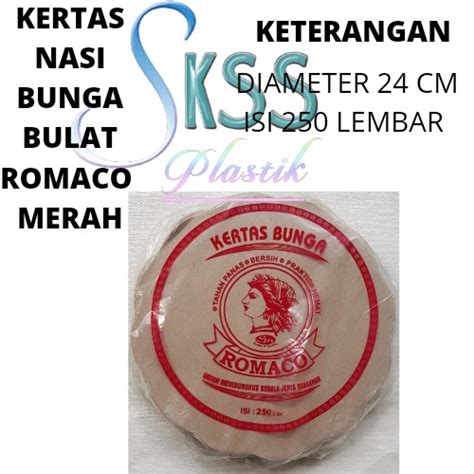 Jual Kertas Nasi Bunga Bulat Romaco Merah Per Pack Isi Lembar