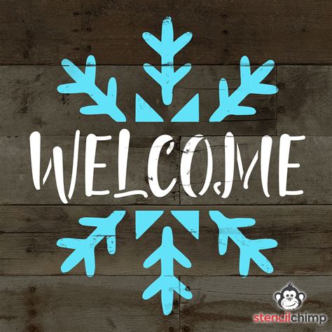 Welcome Snowflake Stencil Welcome Stencil Winter Decor Etsy