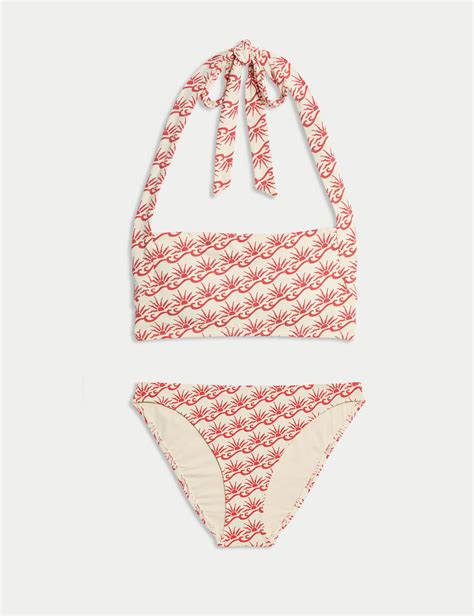 Printed Padded Halterneck Bikini Set M S