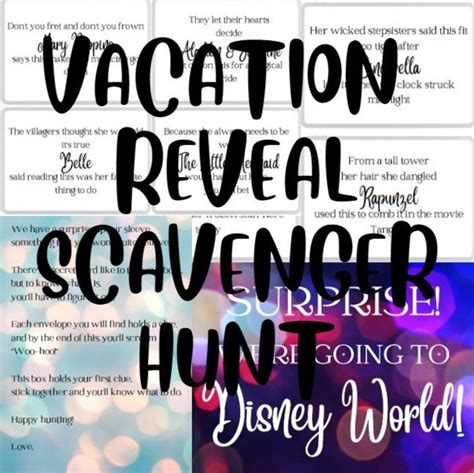 Vacation Reveal Scavenger Hunt Etsy Disney Trip Reveal Surprise