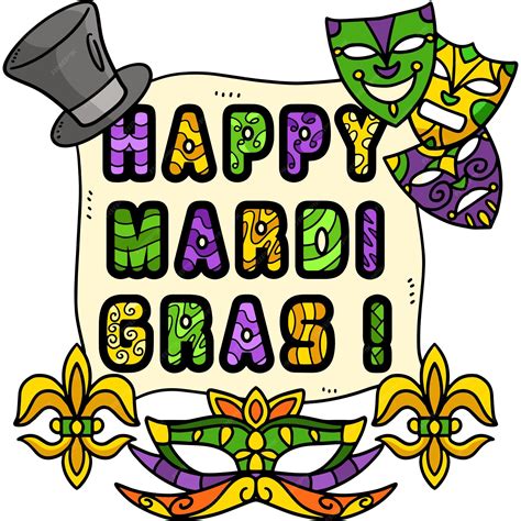 Premium Vector Happy Mardi Gras Cartoon Colored Clipart