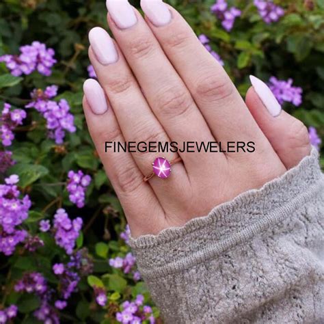 Genuine Lindy Star Ring, Pink Lindy Star Ring, Pink Star Ruby Ring, 925