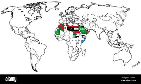 Arab Countries Flags Map