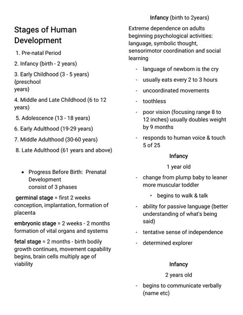 SOLUTION: Stages of human development - Studypool