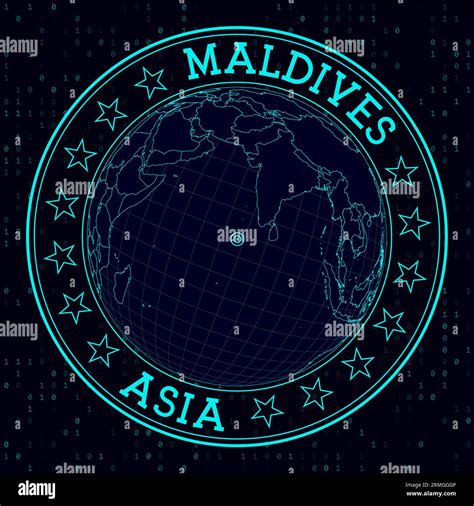 Maldives Round Sign Futuristic Satelite View Of The World Centered To