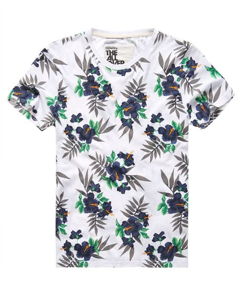 Mens Dry Hawaiian Aop T Shirt In Optic White Shirts Plaid Shirt