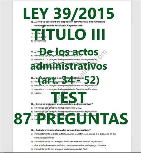 TEST de la Ley 39 2015 del Procedimiento Administrativo Común de las