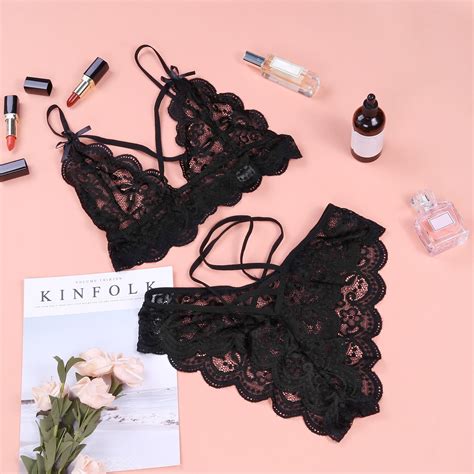 Dondpo Lingerie For Women Lingerie Set Women S Lace Sexy Gathered Thin