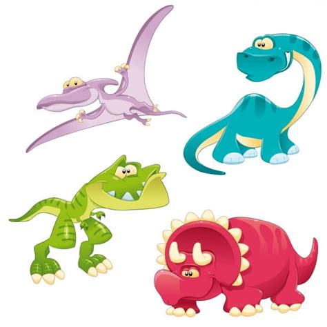 Coloured Dinosaurs Collection Eps Vector Uidownload