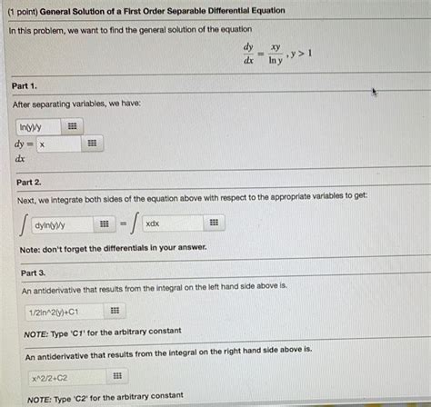 Solved Point General Solution Of A First Order Separable Chegg