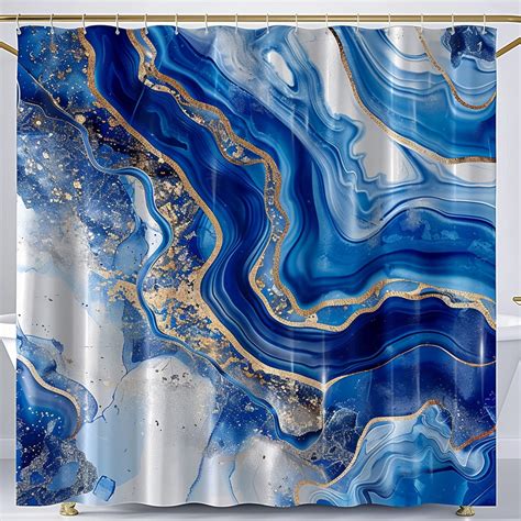 Marble Dreams Blue White With Gold Veinsunique Watercolor