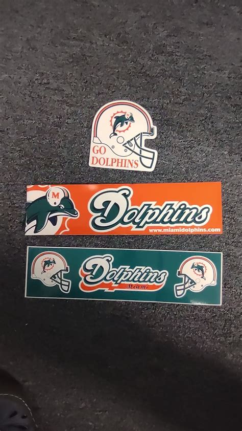 Lot of 3 MIAMI DOLPHINS Stickers Bumper Vehicle Teal Orange White ...