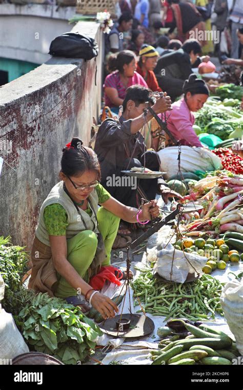 People Selling Fruits And Vegetables At The Lal Bazaar Vegetable Market