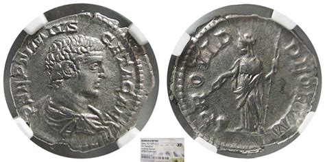 VAuctions ROMAN EMPIRE Geta As Caesar AR Denarius NGC XF