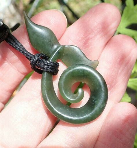 S Gardiner Nz Maori Greenstone Pounamu Nephrite Kawakawa Jade Koru