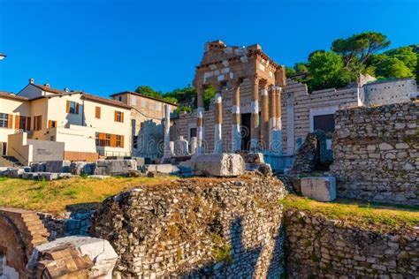 Roman Ruins of Tempio Capitolino in Brescia, Italy Stock Image - Image ...