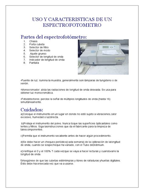 PDF Uso Y Caracteristicas De Un Espectrofotometro DOKUMEN TIPS