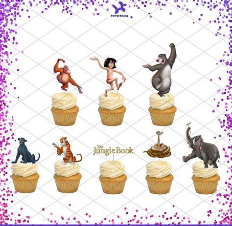 Jungle Book Cupcake Toppers Birthday Party Food Picks Cake Decoration