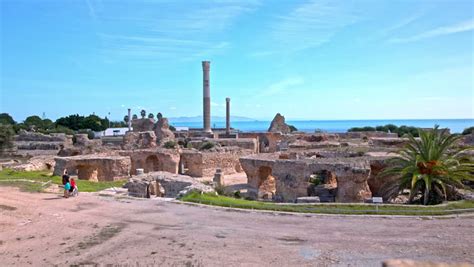 Map Of Carthage Monuments From Ancient Times. Map Of Carthage Architecture With Ruins In ...