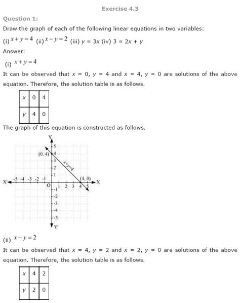 Linear Equations In Two Variables Class Maths Ncert Solutions