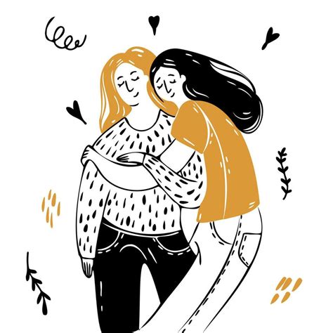 Two Girls Hug Each Other Tenderly Concept For Same Sex Love Lesbian Couples Female Friendship