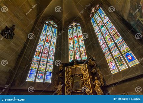 Stained Glass in Saint Vitus Cathedral Stock Image - Image of antique ...