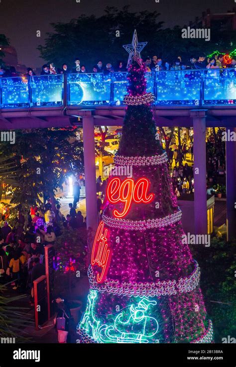 Christmas lights and decorations in downtown Taipei Taiwan Stock Photo ...