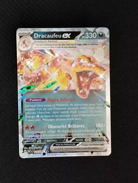 CARTE POKÉMON DRACAUFEU Ex 125 197 EV3 Flammes Obsidiennes EUR 19 00